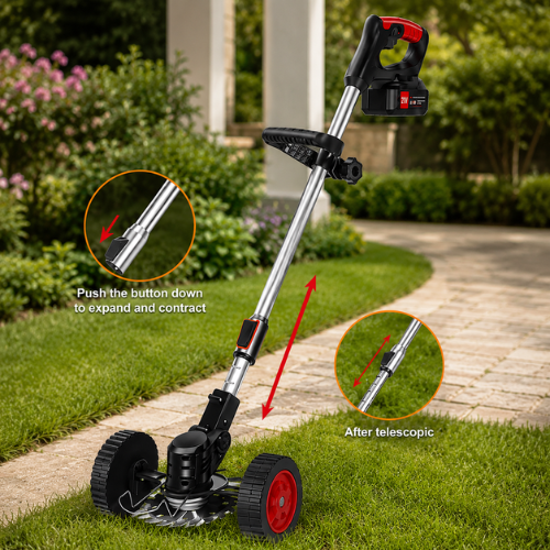 Electric Weed Wacker with Wheels – Cordless Garden Trimmer